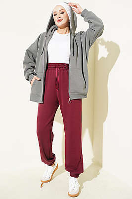 Bel Lastikli Loyşa Pantolon Bordo - Pantolon