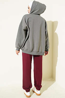 Bel Lastikli Loyşa Pantolon Bordo - Pantolon