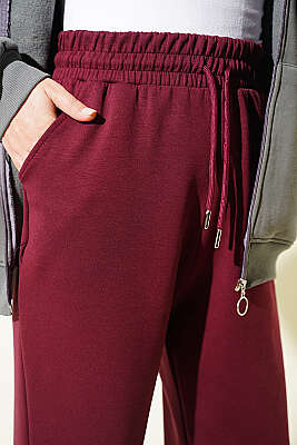 Bel Lastikli Loyşa Pantolon Bordo - Pantolon