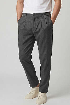 Bel Lastikli Önü Pileli Erkek Pantolon Antrasit 