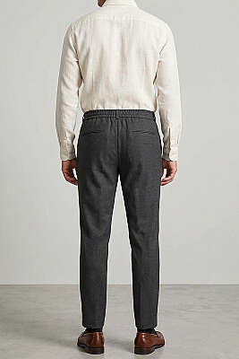 Bel Lastikli Önü Pileli Erkek Pantolon Antrasit - Erkek Pantolon