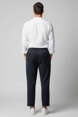 Bel Lastikli Önü Pileli Erkek Pantolon Lacivert - Erkek Pantolon