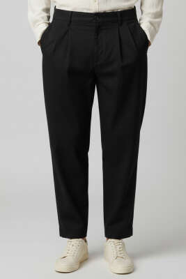 Bel Lastikli Önü Pileli Erkek Pantolon Siyah - GAVAZZİ