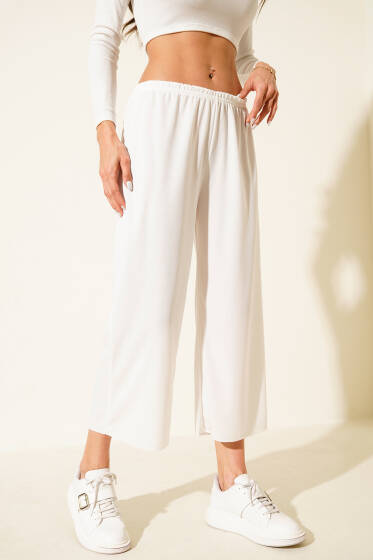 Bel Lastikli Pantolon İçlik Beyaz - Kadın İçlik