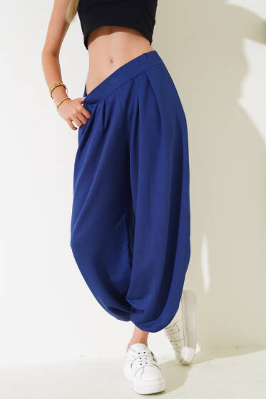 Bel Lastikli Pileli Şalvar Pantolon Parlement - Kadın Giyim Modelleri