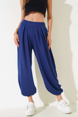 Bel Lastikli Pileli Şalvar Pantolon Parlement - Kadın Giyim Modelleri