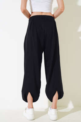 Bel Lastikli Pileli Şalvar Pantolon Siyah - Kadın Giyim Modelleri