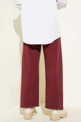 Bel Lastikli Püskül Paça Gabardin Pantolon Bordo - 300-500 TL Ürünler