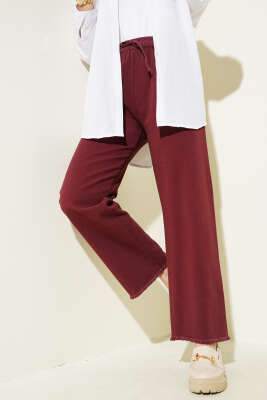 Bel Lastikli Püskül Paça Gabardin Pantolon Bordo - 300-500 TL Ürünler