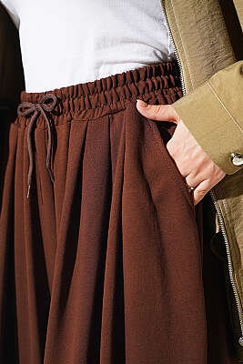 Bel Lastikli Salaş Loyşa Pantolon Kahve - Pantolon
