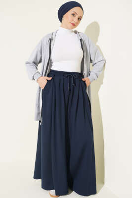 Bel Lastikli Salaş Loyşa Pantolon Lacivert - Pantolon