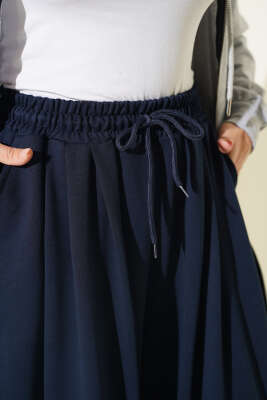 Bel Lastikli Salaş Loyşa Pantolon Lacivert - Pantolon