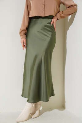 Bel Lastikli Saten Etek Haki 