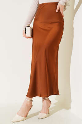 Bel Lastikli Saten Etek Kahve 