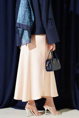 Bel Lastikli Saten Etek Pudra - Etek