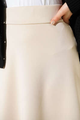 Bel Lastikli Scuba Çan Etek Bej - Etek