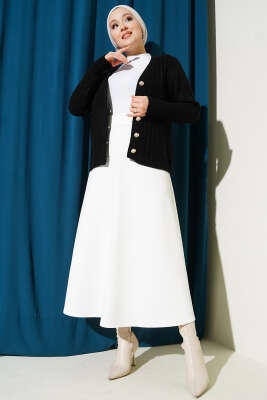 Bel Lastikli Scuba Çan Etek Beyaz - Etek