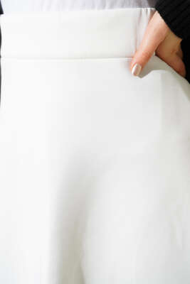 Bel Lastikli Scuba Çan Etek Beyaz - Etek