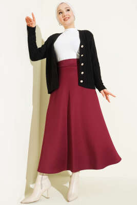 Bel Lastikli Scuba Çan Etek Bordo - Etek