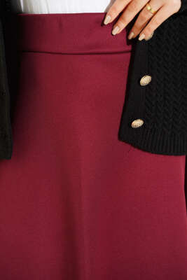 Bel Lastikli Scuba Çan Etek Bordo - Etek