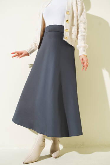 Bel Lastikli Scuba Çan Etek Füme - Etek