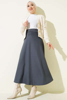 Bel Lastikli Scuba Çan Etek Füme - Etek