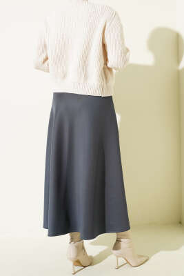 Bel Lastikli Scuba Çan Etek Füme - Etek