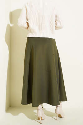Bel Lastikli Scuba Çan Etek Haki - Etek