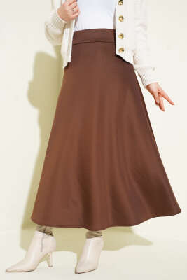 Bel Lastikli Scuba Çan Etek Kahve - ELFİDA TEKSTİL