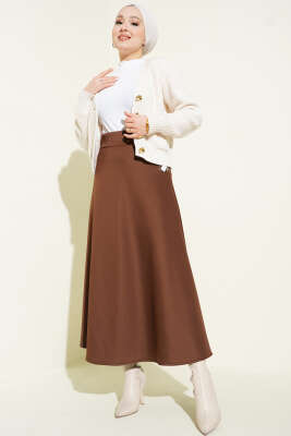 Bel Lastikli Scuba Çan Etek Kahve - Etek