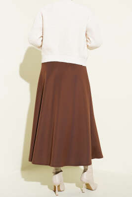 Bel Lastikli Scuba Çan Etek Kahve - Etek