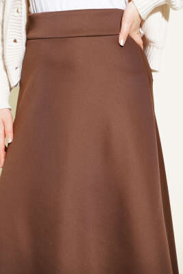 Bel Lastikli Scuba Çan Etek Kahve - Etek