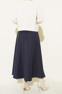 Bel Lastikli Scuba Çan Etek Lacivert - Etek