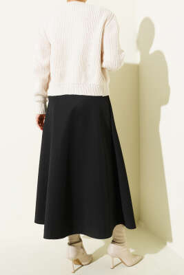 Bel Lastikli Scuba Çan Etek Siyah - Etek