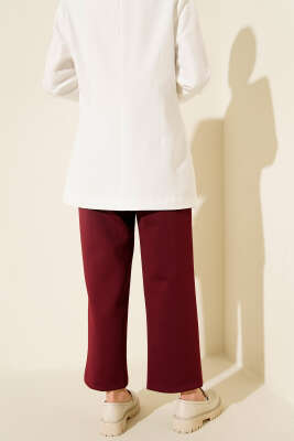 Bel Lastikli Scuba Cepli Pantolon Bordo - Pantolon