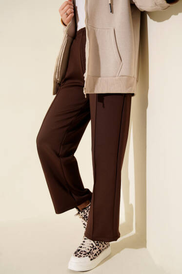 Bel Lastikli Scuba Cepli Pantolon Kahve - Pantolon