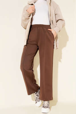 Bel Lastikli Scuba Cepli Pantolon Kestane - Pantolon