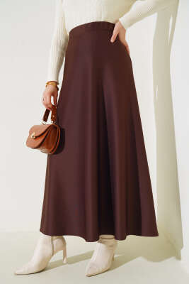 Bel Lastikli Scuba Etek Kahve - Uzun Etek