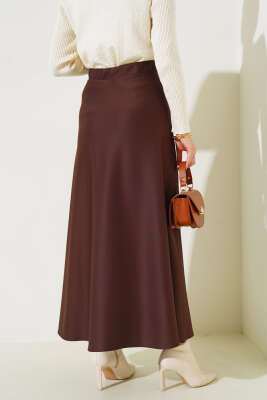 Bel Lastikli Scuba Etek Kahve - Uzun Etek