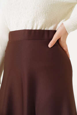 Bel Lastikli Scuba Etek Kahve - Uzun Etek