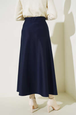Bel Lastikli Scuba Etek Lacivert - Uzun Etek