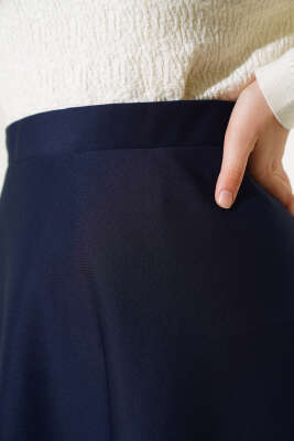 Bel Lastikli Scuba Etek Lacivert - Uzun Etek