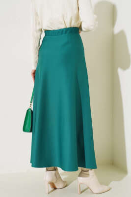 Bel Lastikli Scuba Etek Zümrüt - Uzun Etek