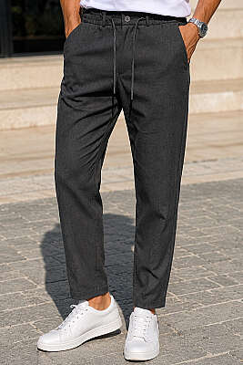 Bel Lastikli Slim Fit Erkek Pantolon Antrasit - GAVAZZİ