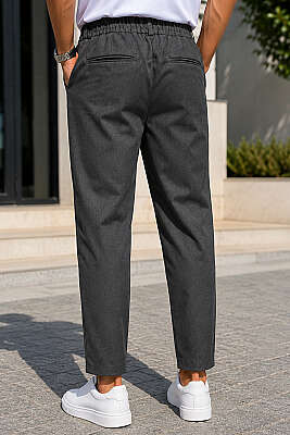 Bel Lastikli Slim Fit Erkek Pantolon Antrasit - Erkek Pantolon