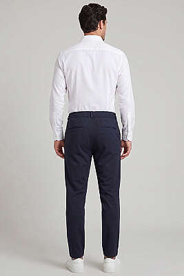 Bel Lastikli Slim Fit Erkek Pantolon Lacivert - Erkek Pantolon