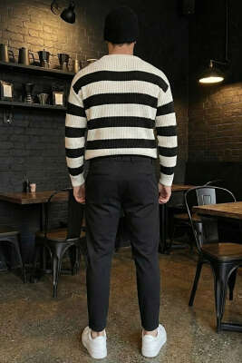 Bel Lastikli Slim Fit Erkek Pantolon Siyah - Erkek Pantolon