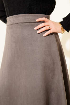 Bel Lastikli Süet Kloş Etek Füme - Etek