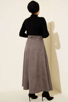 Bel Lastikli Süet Kloş Etek Füme - Etek