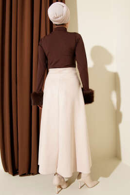 Bel Lastikli Süet Kloş Etek Taş - Etek